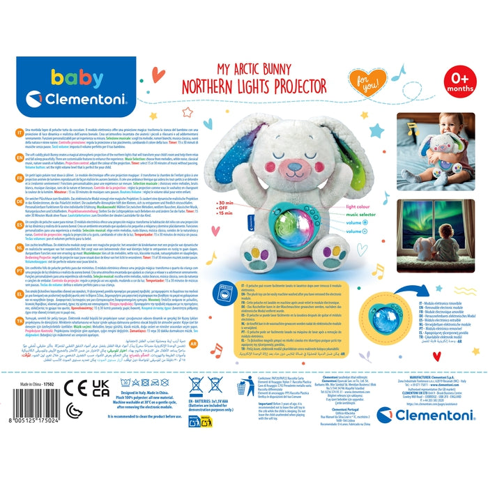 Schneehase mit Nordlicht-Projektion