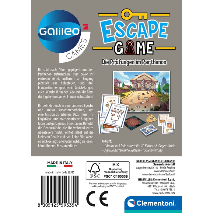Clementoni Escape Game – Abenteuer In Paris – Knobelspaß Für Die Ganze Familie Ab 8 Jahren Mit Rätselkarten & Requisiten